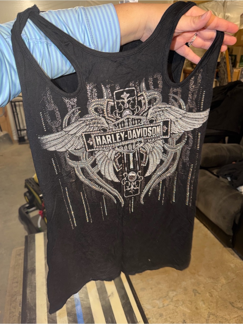 Harley-Davidson Black Tank Top with Orange Logo